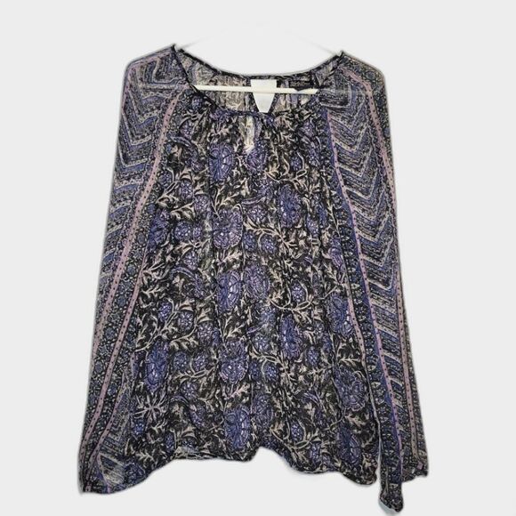 Lucky Brand Tops - Lucky Brand Black Blue Sheer Top Large